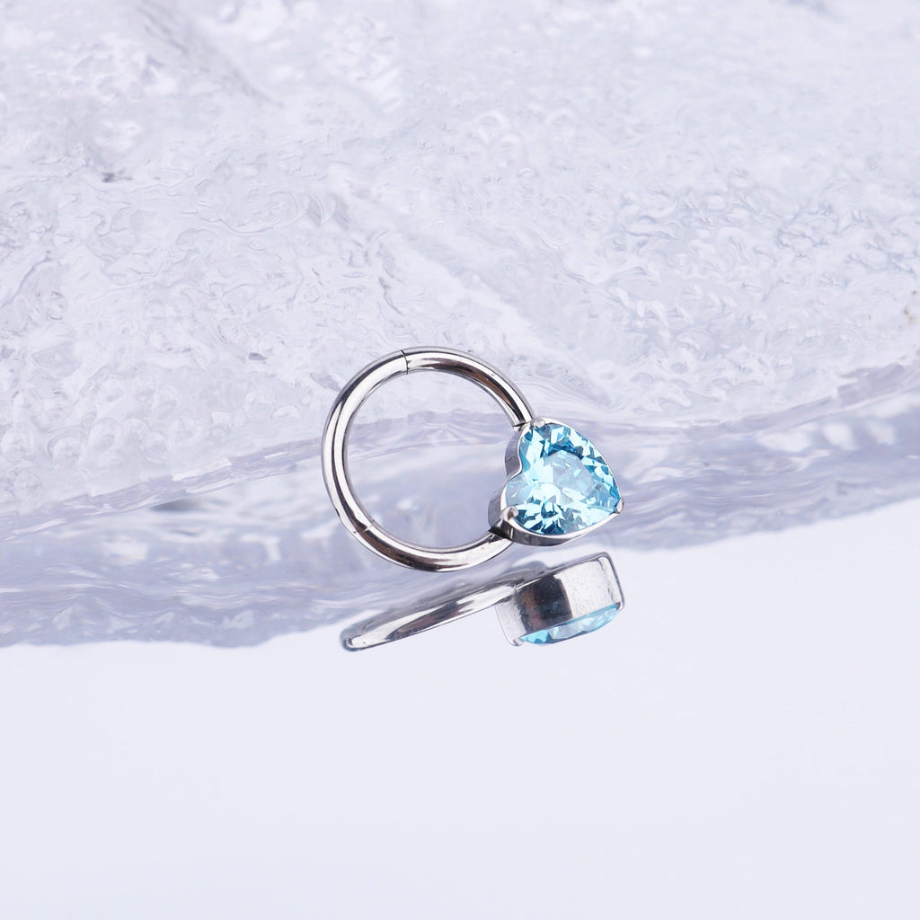 Heart-shaped CZ stainless steel Segment Hoop