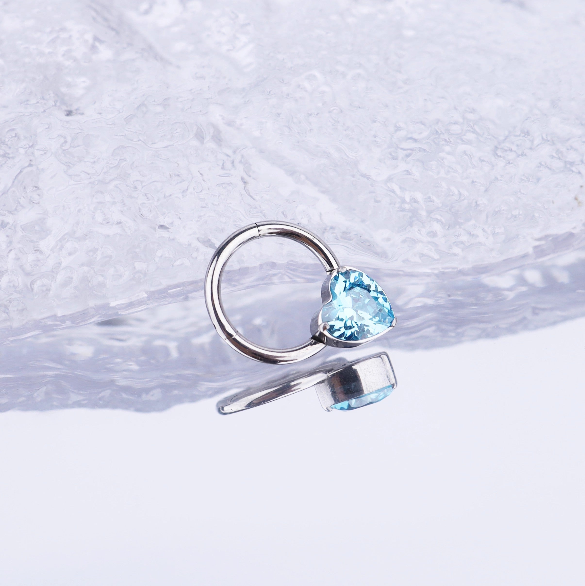 Heart-shaped CZ stainless steel Segment Hoop