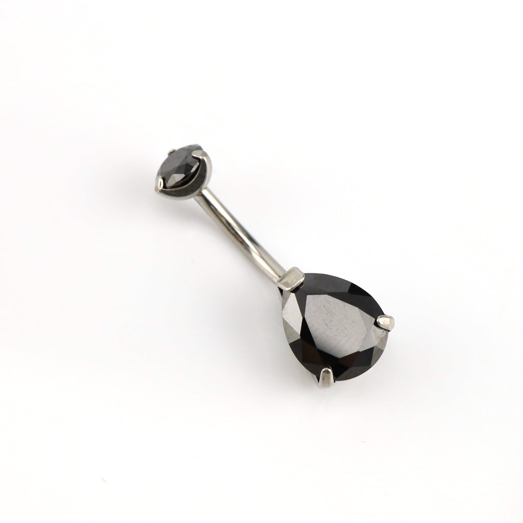 Teardrop CZ Internally Threaded Titanium Belly Ring