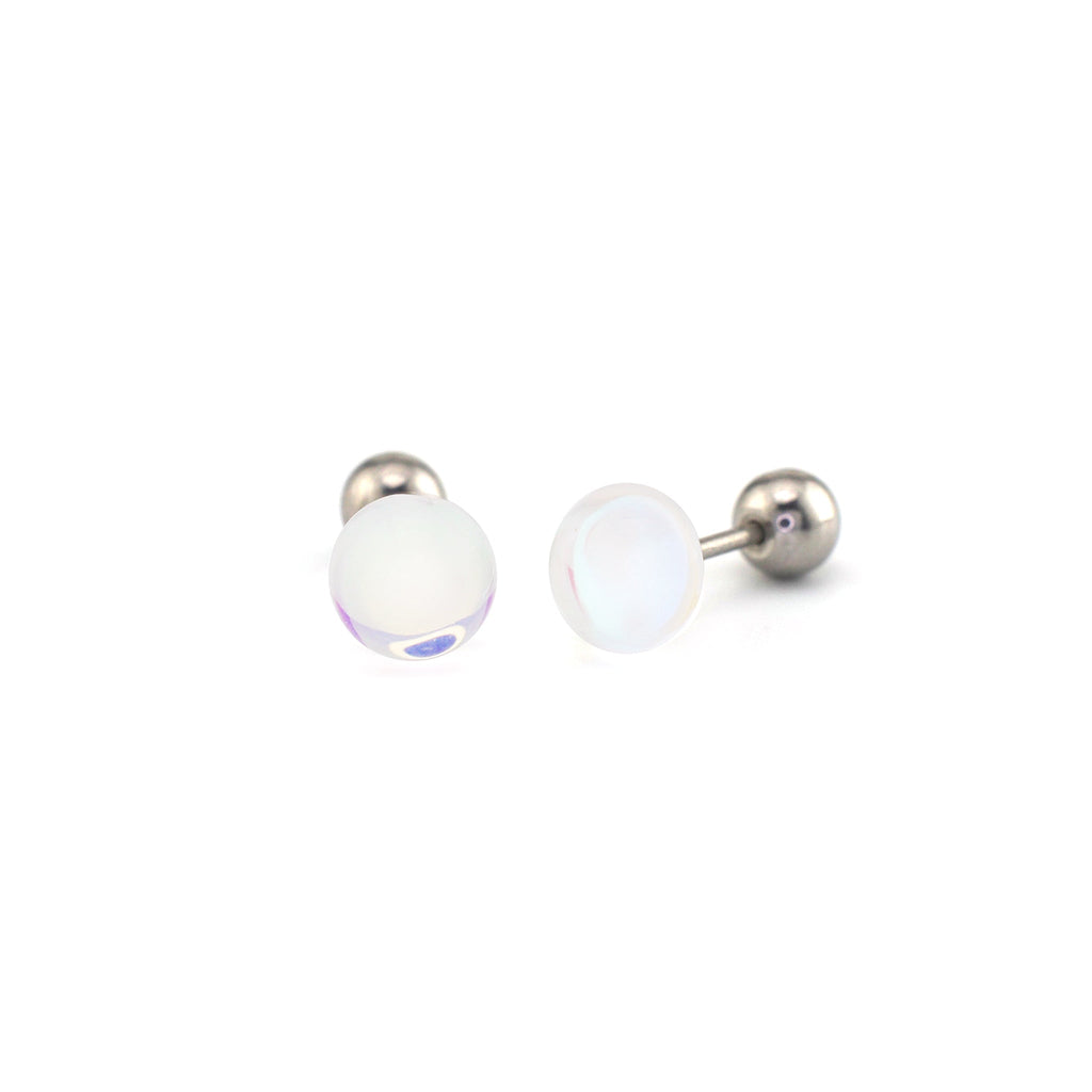20G Thin Gauge Epoxy Water Drop Translucent Stainless Steel Ear Studs