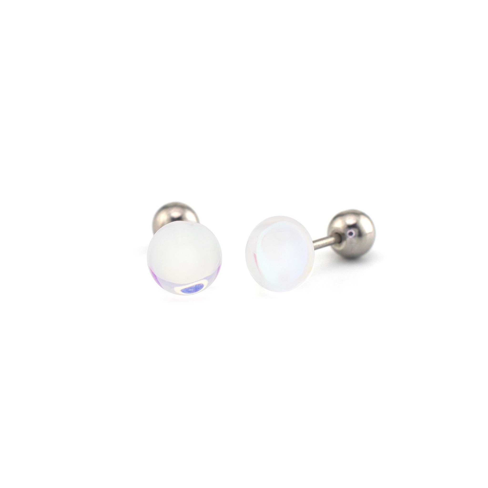 20G Thin Gauge Epoxy Water Drop Translucent Stainless Steel Ear Studs