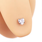 Heart-shaped CZ tongue stud