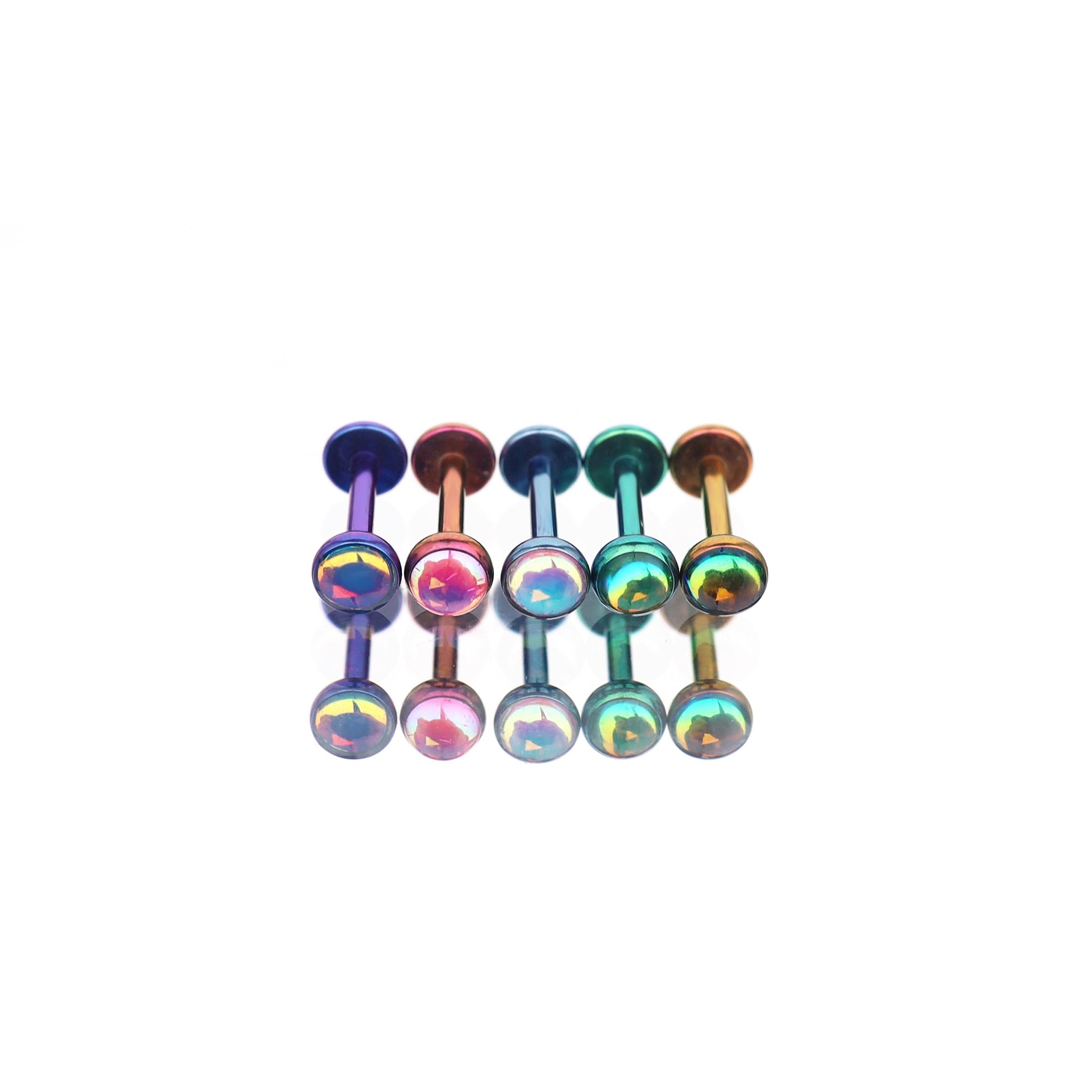 Colorful Resin Oil Slick Titanium Lip Ring