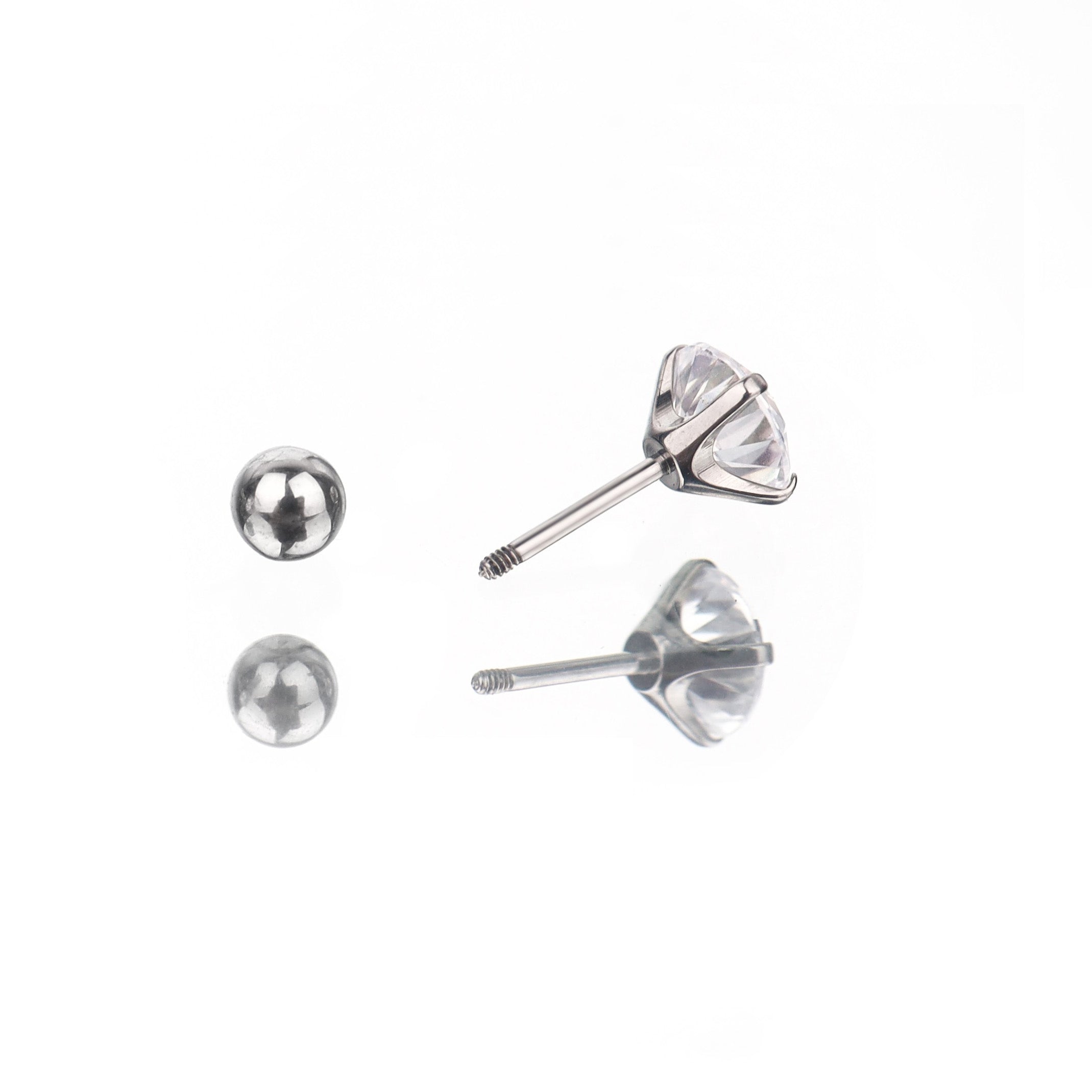 20G Thin Gauge Prong-Set CZ Titanium Ear Studs