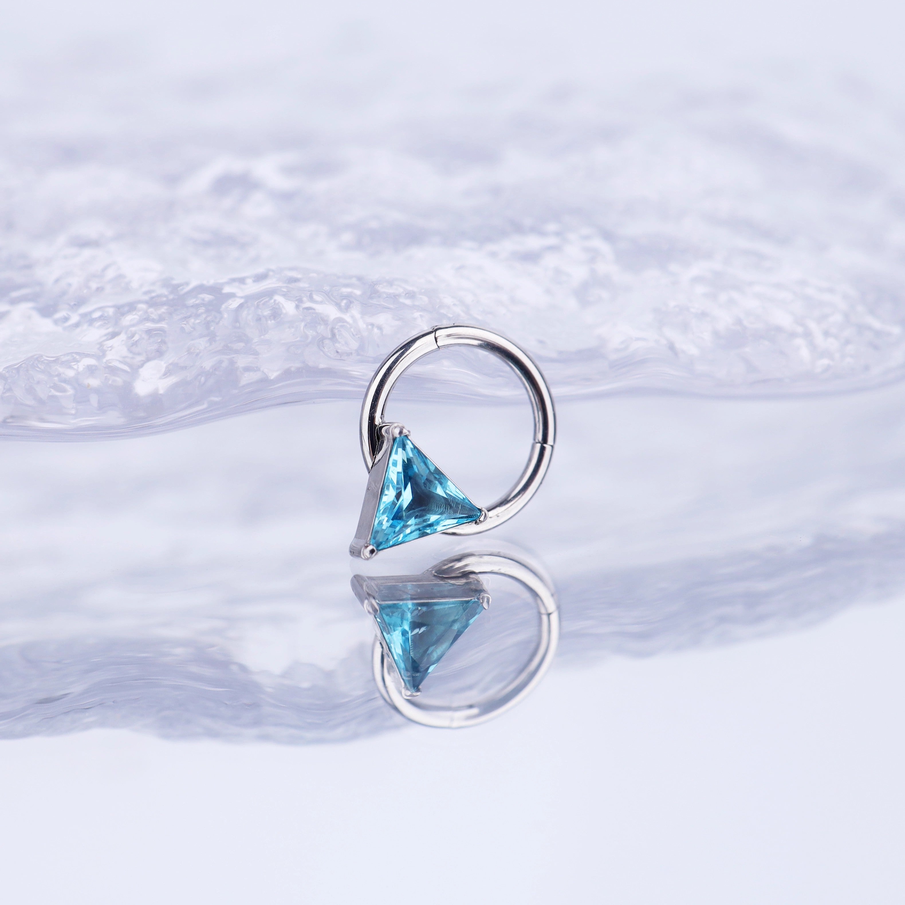 Triangle CZ stainless steel Segment Hoop