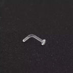 8PCS L-shaped Glass Needle Clear Nose Stud Set