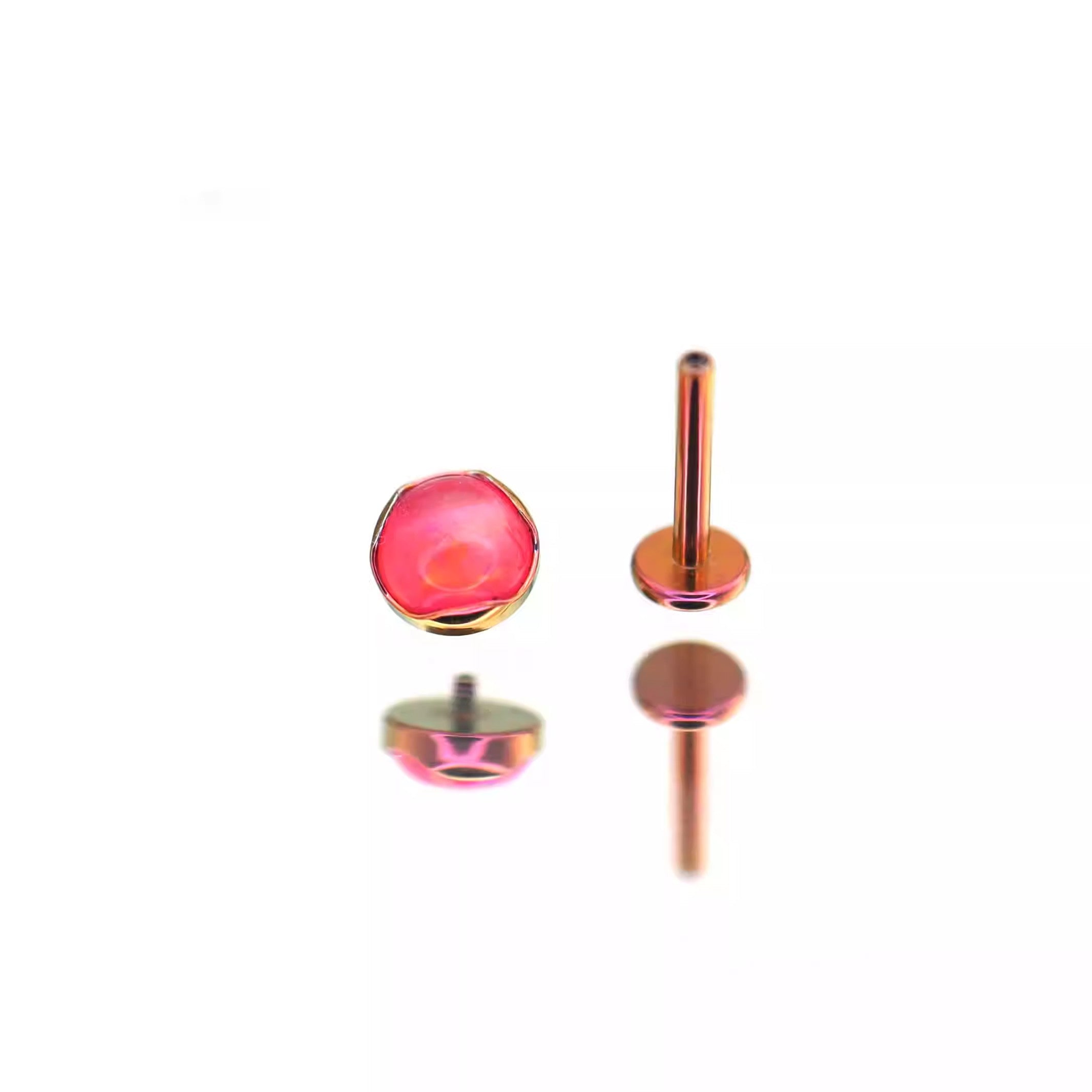 Wave Bezel-Set Opal Titanium Lip Ring