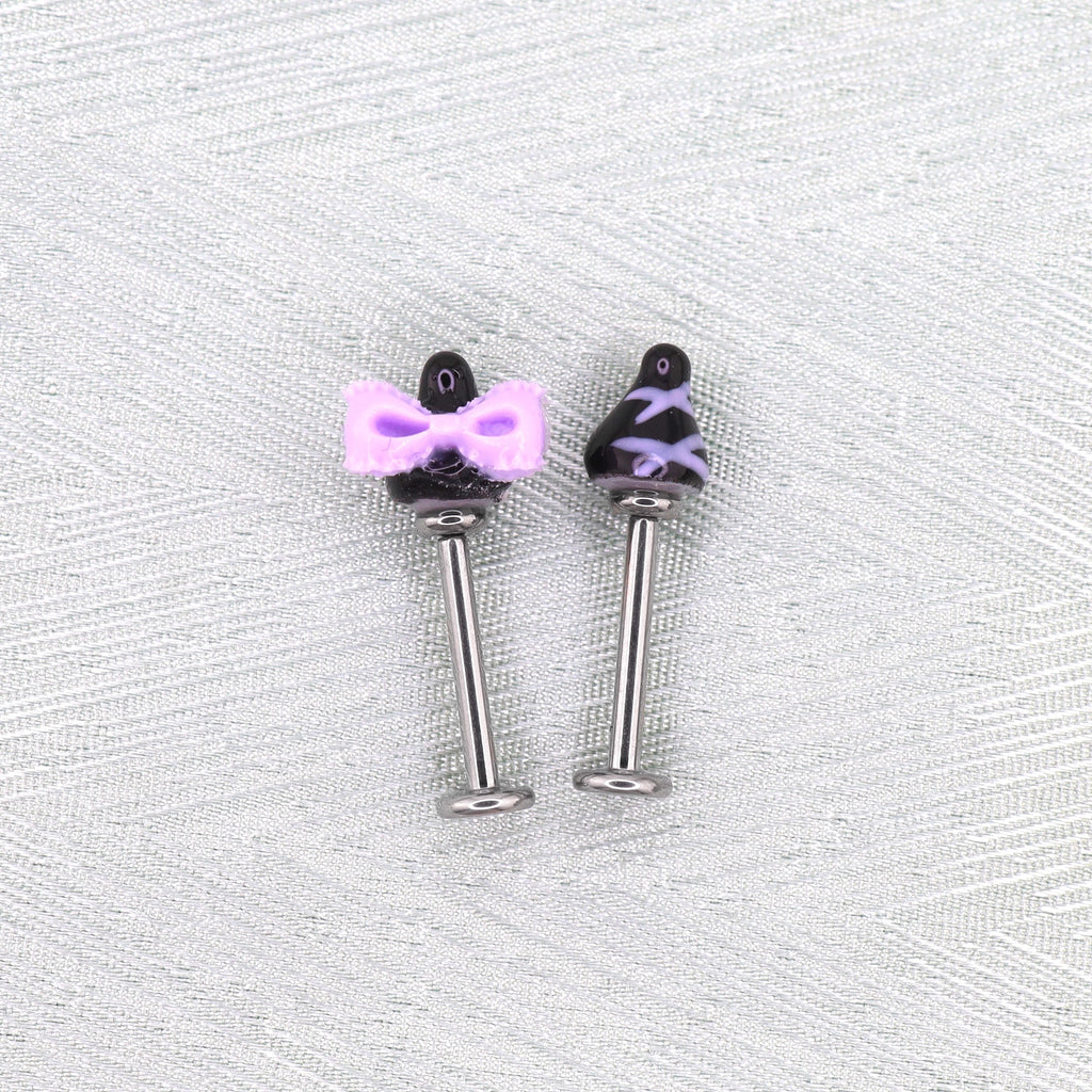 Kuromi Internally Threaded Titanium Ear Stud
