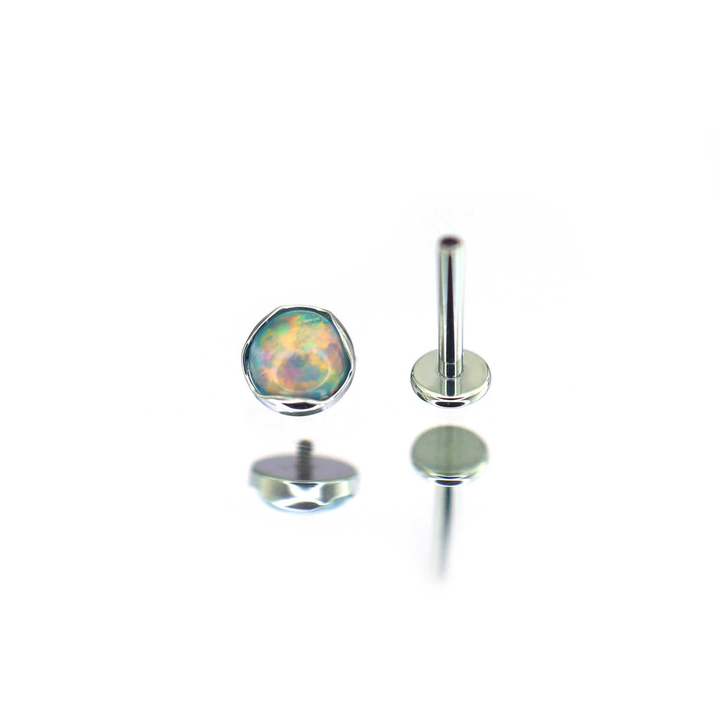 Wave Bezel-Set Opal Titanium Lip Ring