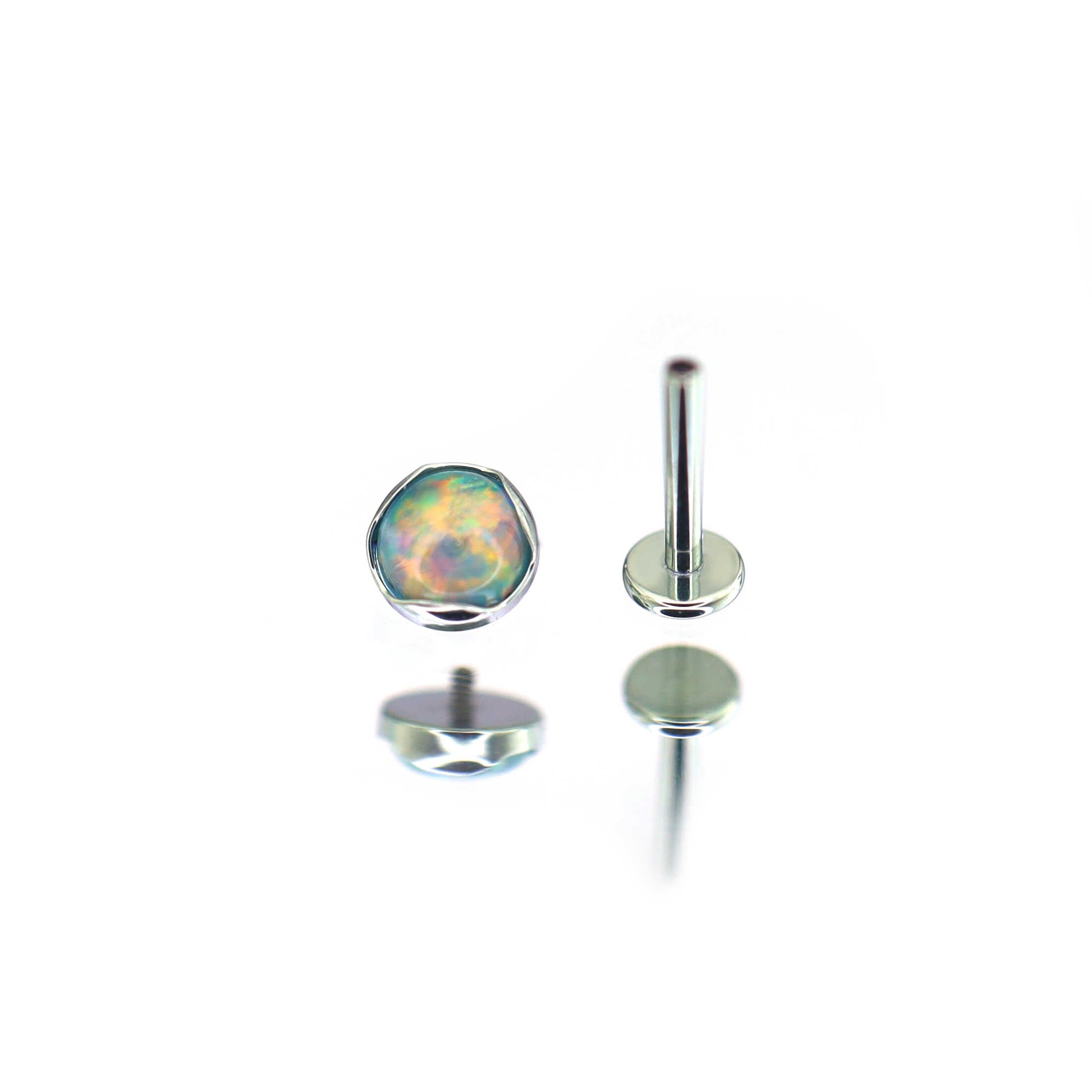 Wave Bezel-Set Opal Titanium Lip Ring