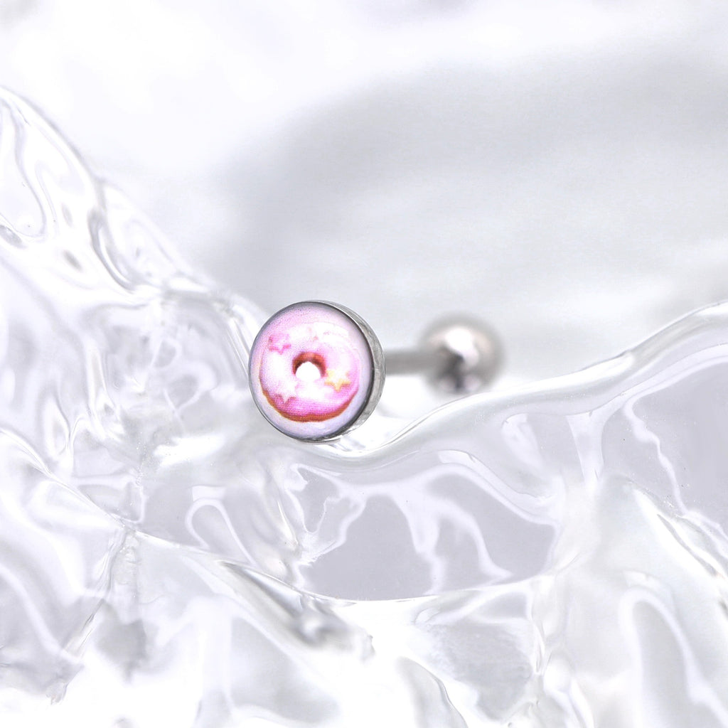 Cute motifs Epoxy Resin Stainless steel tongue stud