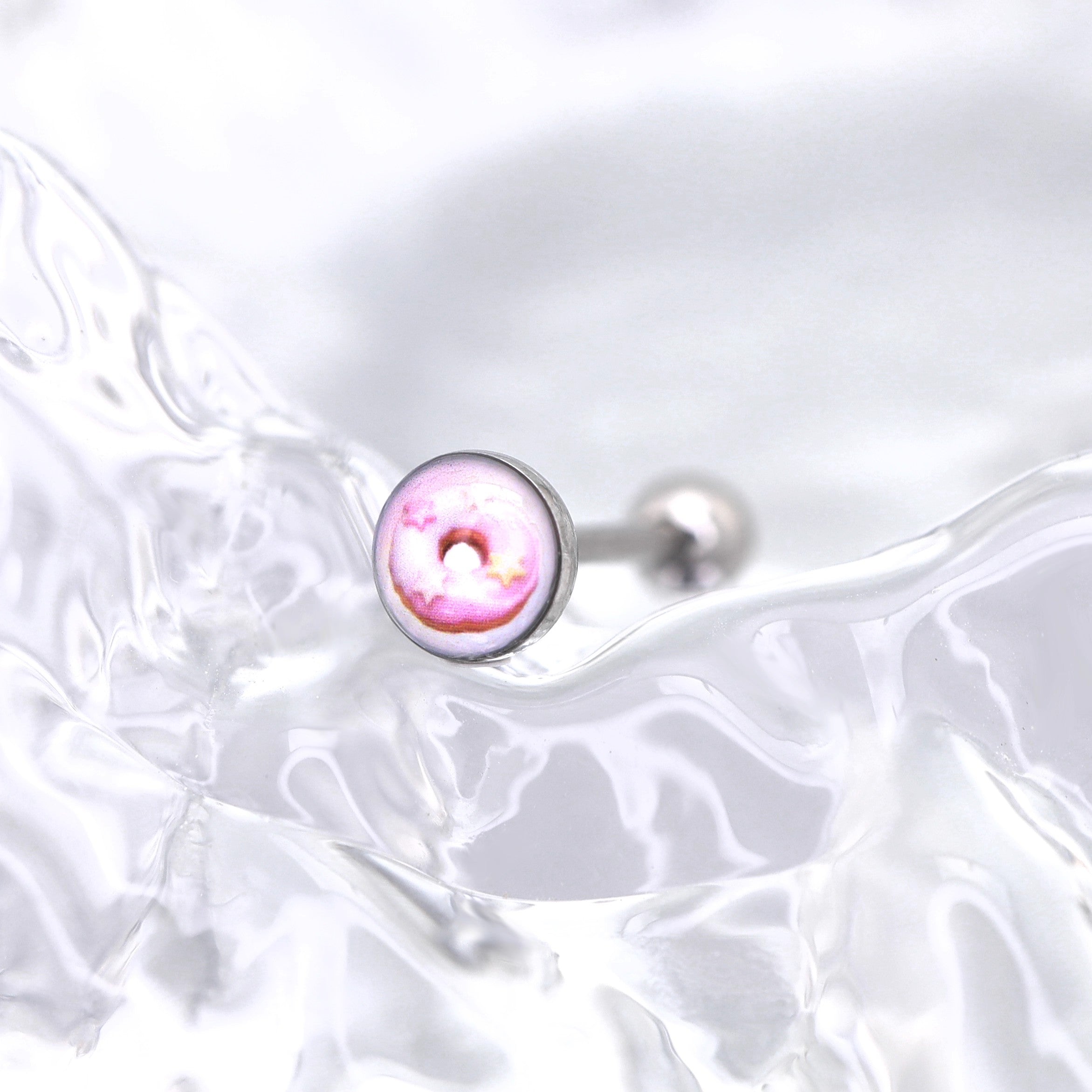 Cute motifs Epoxy Resin Stainless steel tongue stud