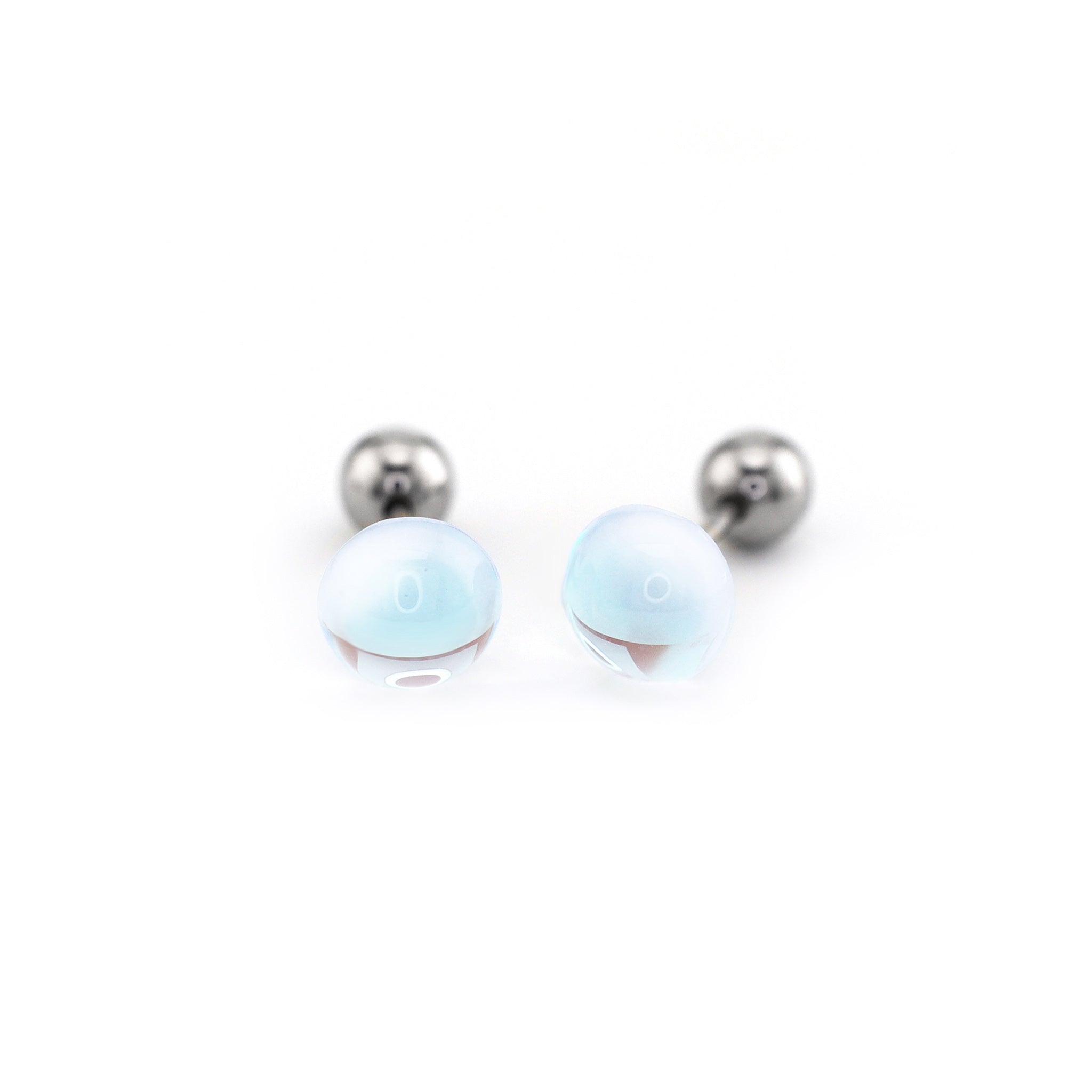 20G Thin Gauge Epoxy Water Drop Translucent Stainless Steel Ear Studs