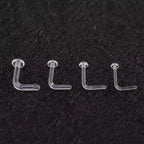 8PCS L-shaped Glass Needle Clear Nose Stud Set