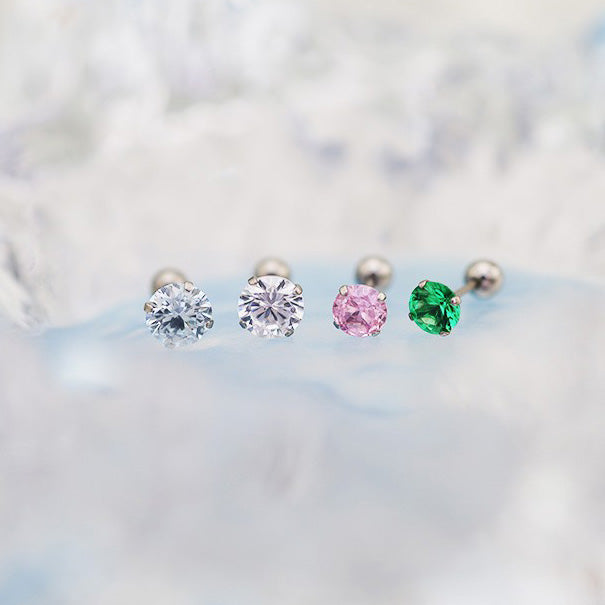 20G Thin Gauge Prong-Set CZ Titanium Ear Studs