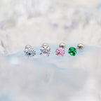 20G Thin Gauge Prong-Set CZ Titanium Ear Studs