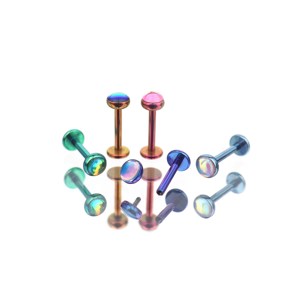 Colorful Resin Oil Slick Titanium Lip Ring