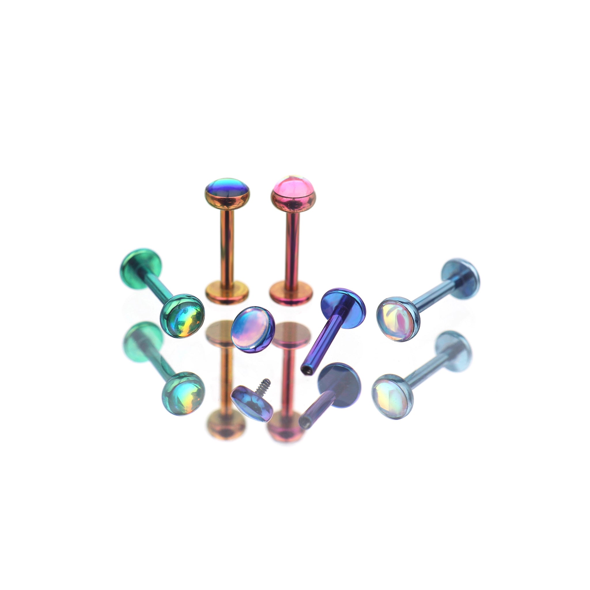 Colorful Resin Oil Slick Titanium Lip Ring