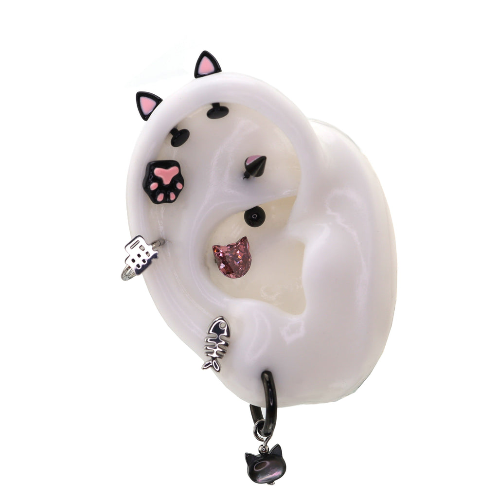 Oil Slick Cat Ear stainless steel Cartilage Studs
