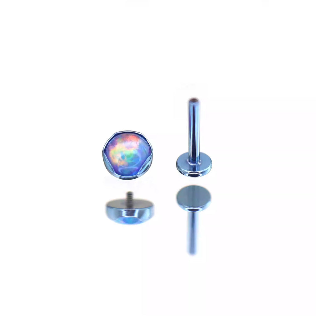 Wave Bezel-Set Opal Titanium Lip Ring