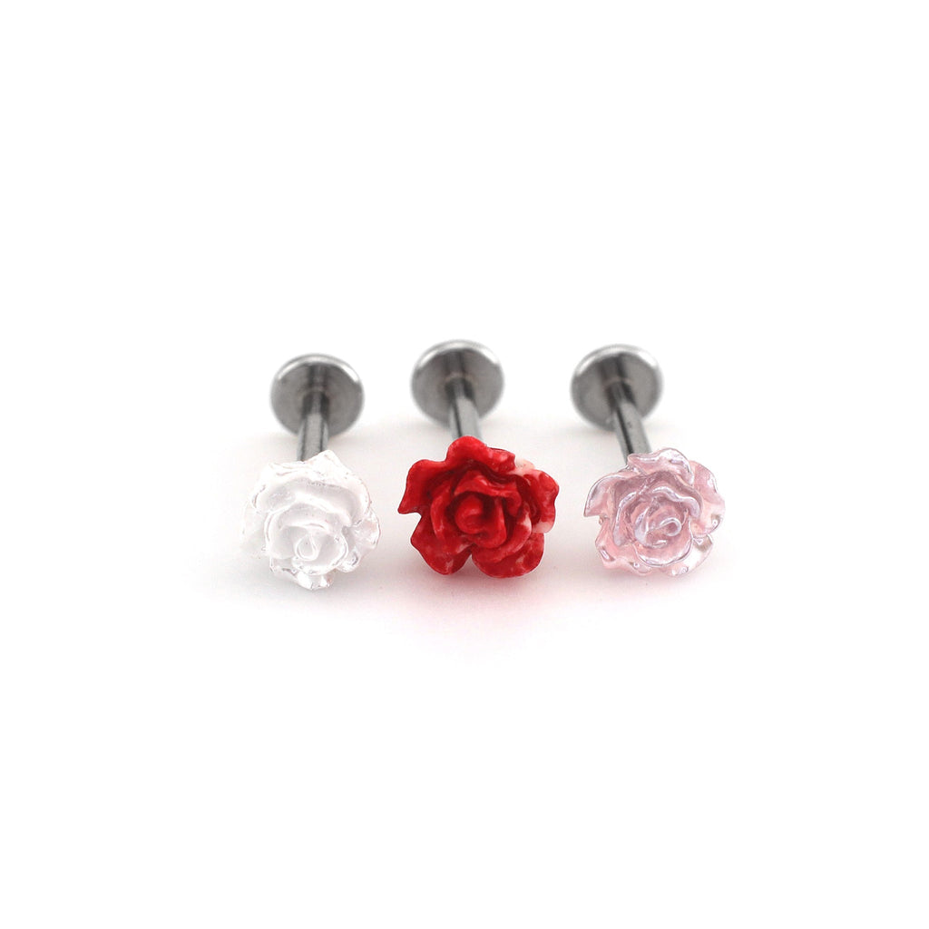 Resin Rose Stainless Steel Ear Studs