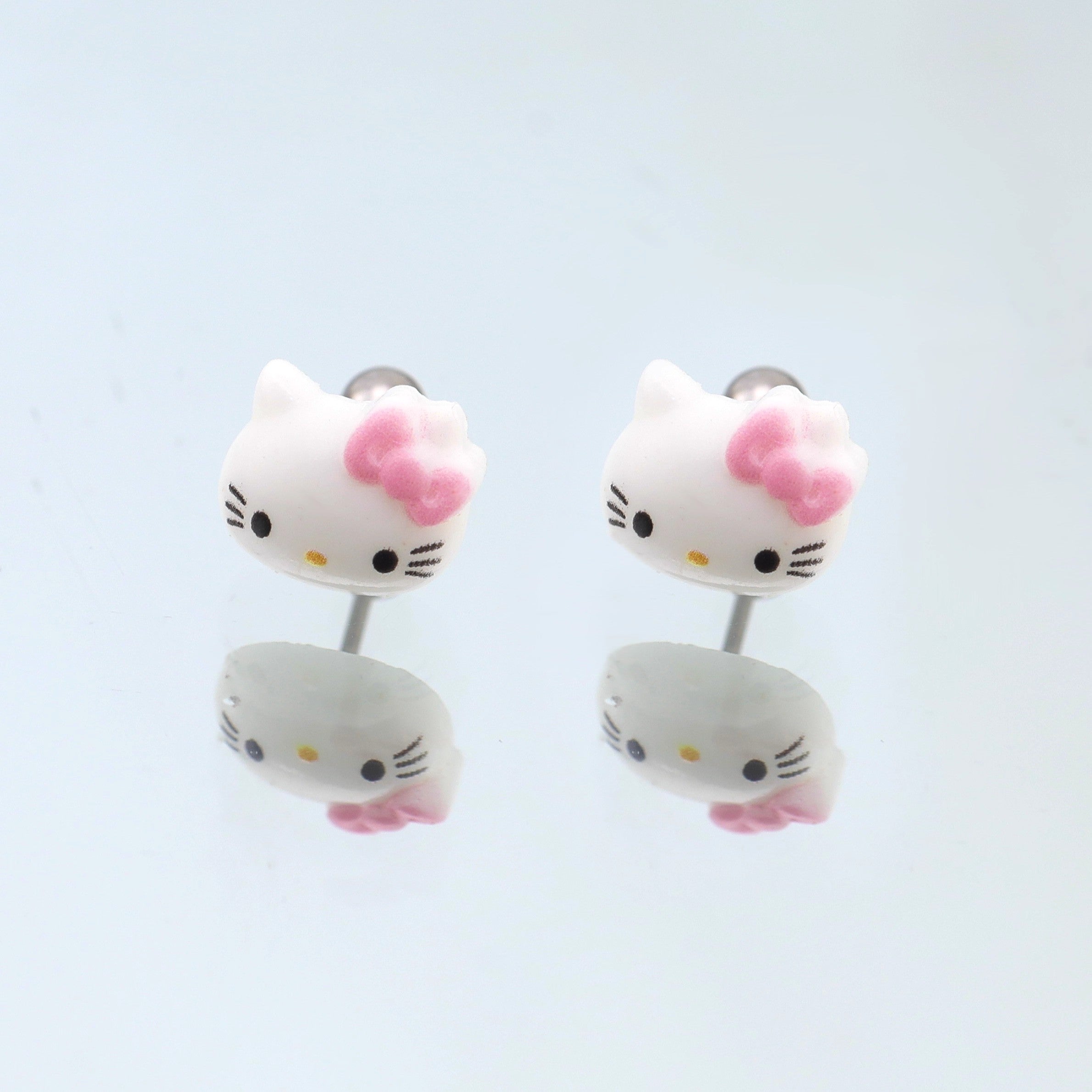 Paws & Purrs - Sweet Punk Kitty Face Ear Stud - Paws & Purrs - Sweet Punk Kitty Face Ear Stud - Basic / 0.8mm/20G by CRUXJEWELRY