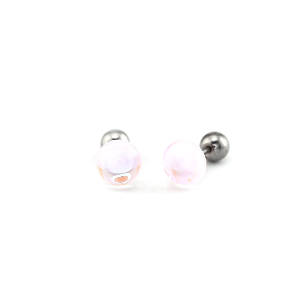 20G Thin Gauge Epoxy Water Drop Translucent Stainless Steel Ear Studs