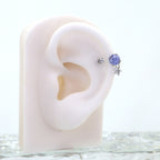 Fireworks CZ star Pendant Titanium Horseshoe Ring