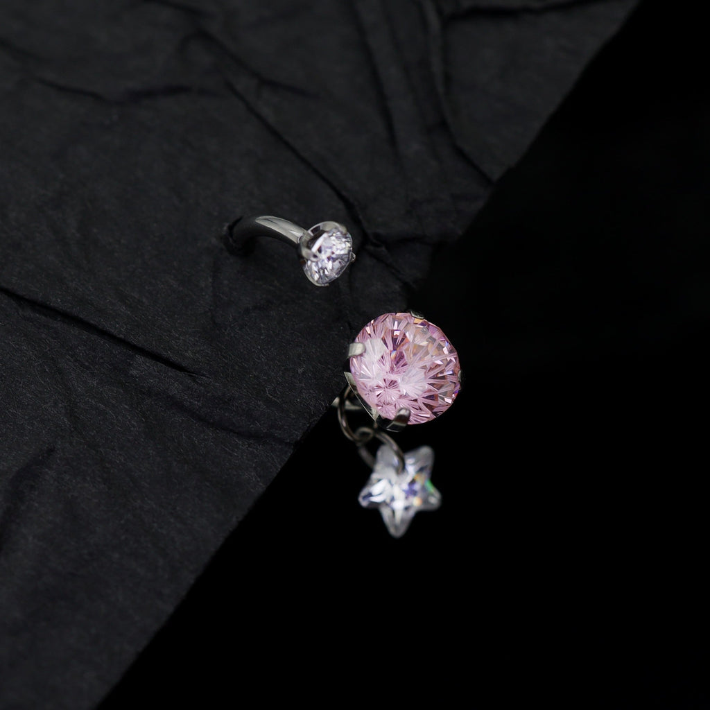 Fireworks CZ star Pendant Titanium Horseshoe Ring