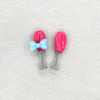 Pink Rabbit Ear Internally Threaded Titanium Ear Stud
