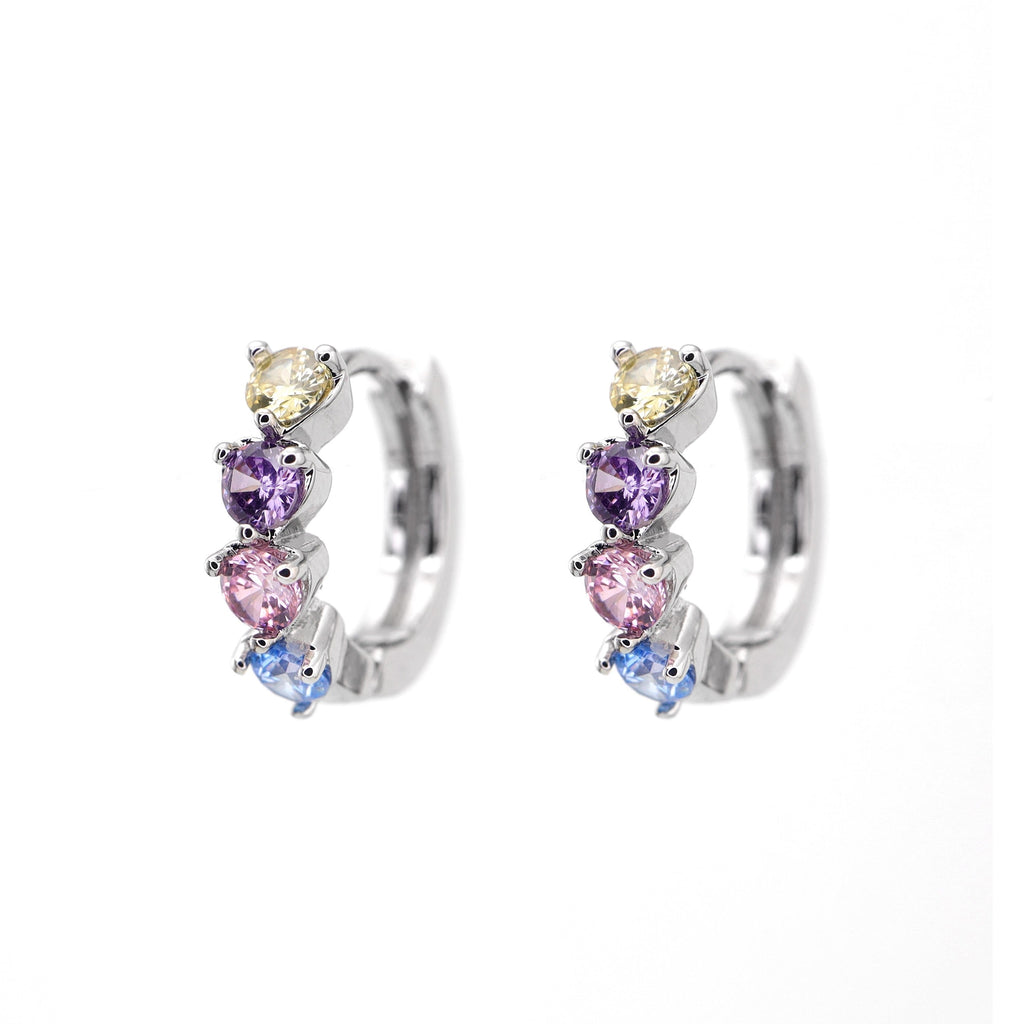 PAIR OF Star & Heart Rainbow CZ stainless steel Earring