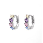PAIR OF Star & Heart Rainbow CZ stainless steel Earring