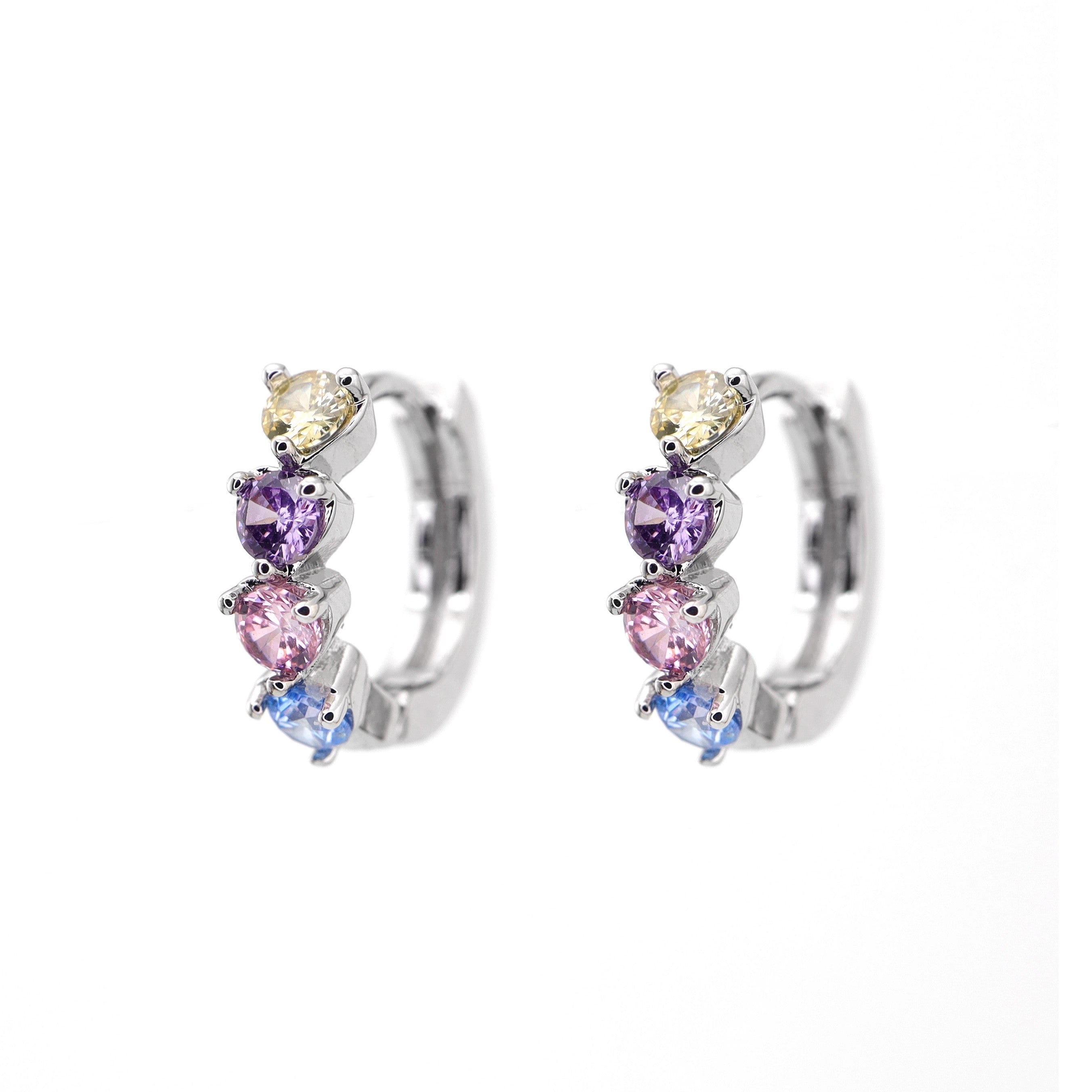 PAIR OF Star & Heart Rainbow CZ stainless steel Earring