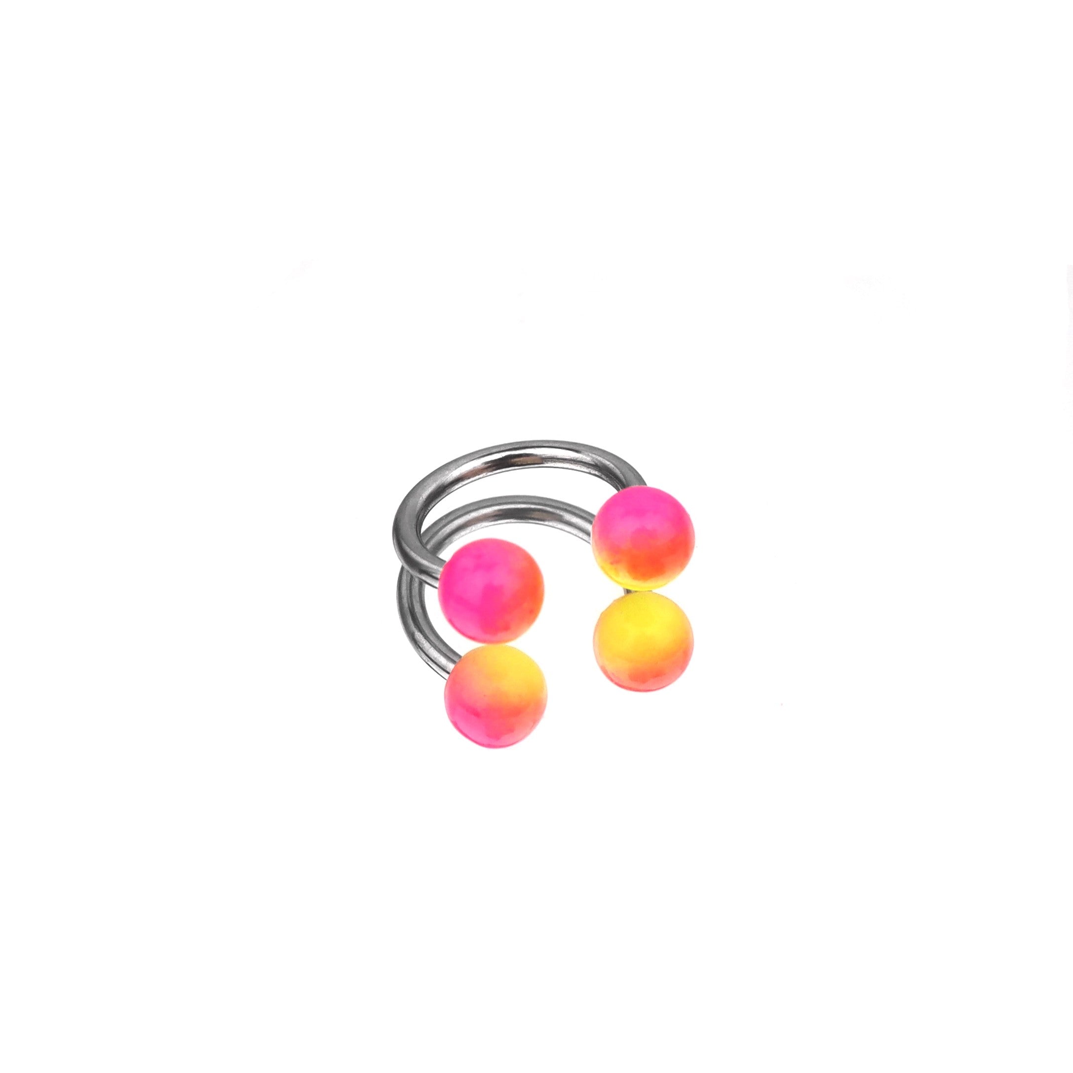 Colorful Acrylic Contrast Ball Horseshoe Ring