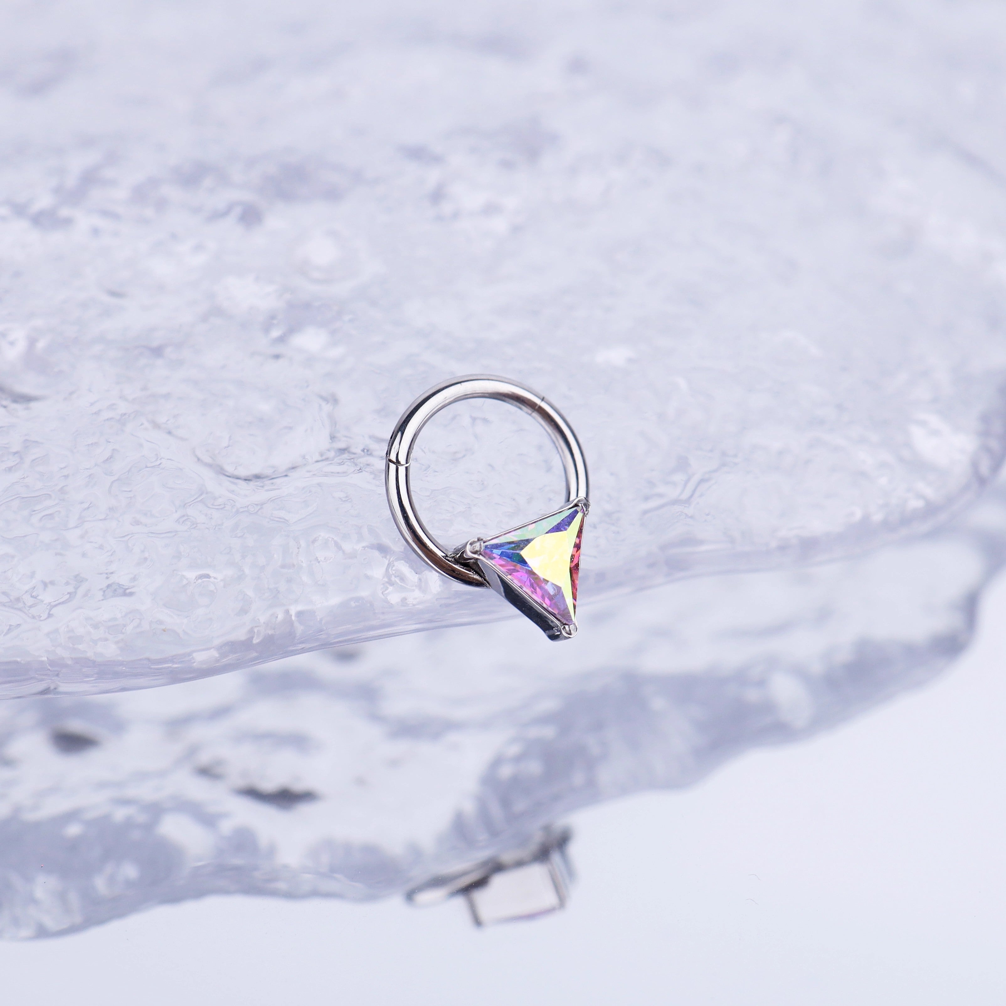 Triangle CZ stainless steel Segment Hoop