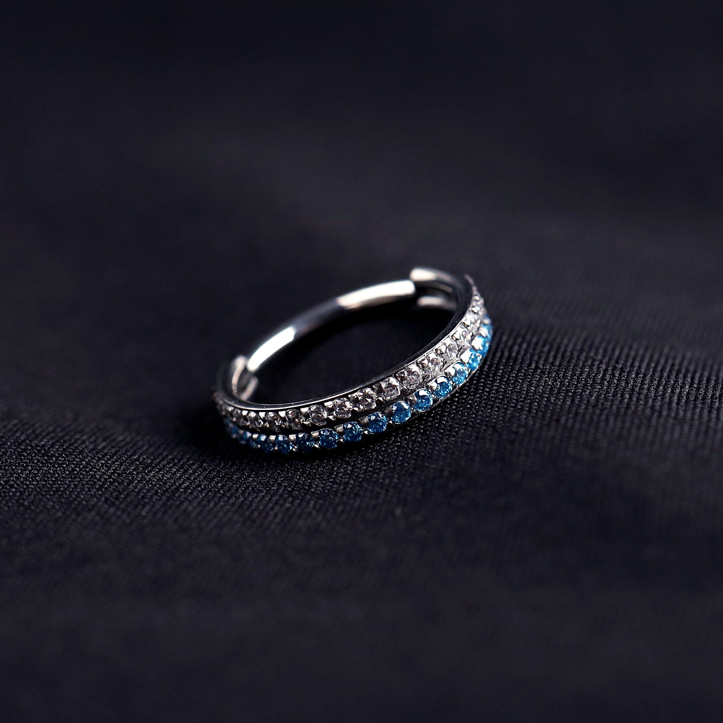16G Double Layer CZ Titanium Segment Hoop