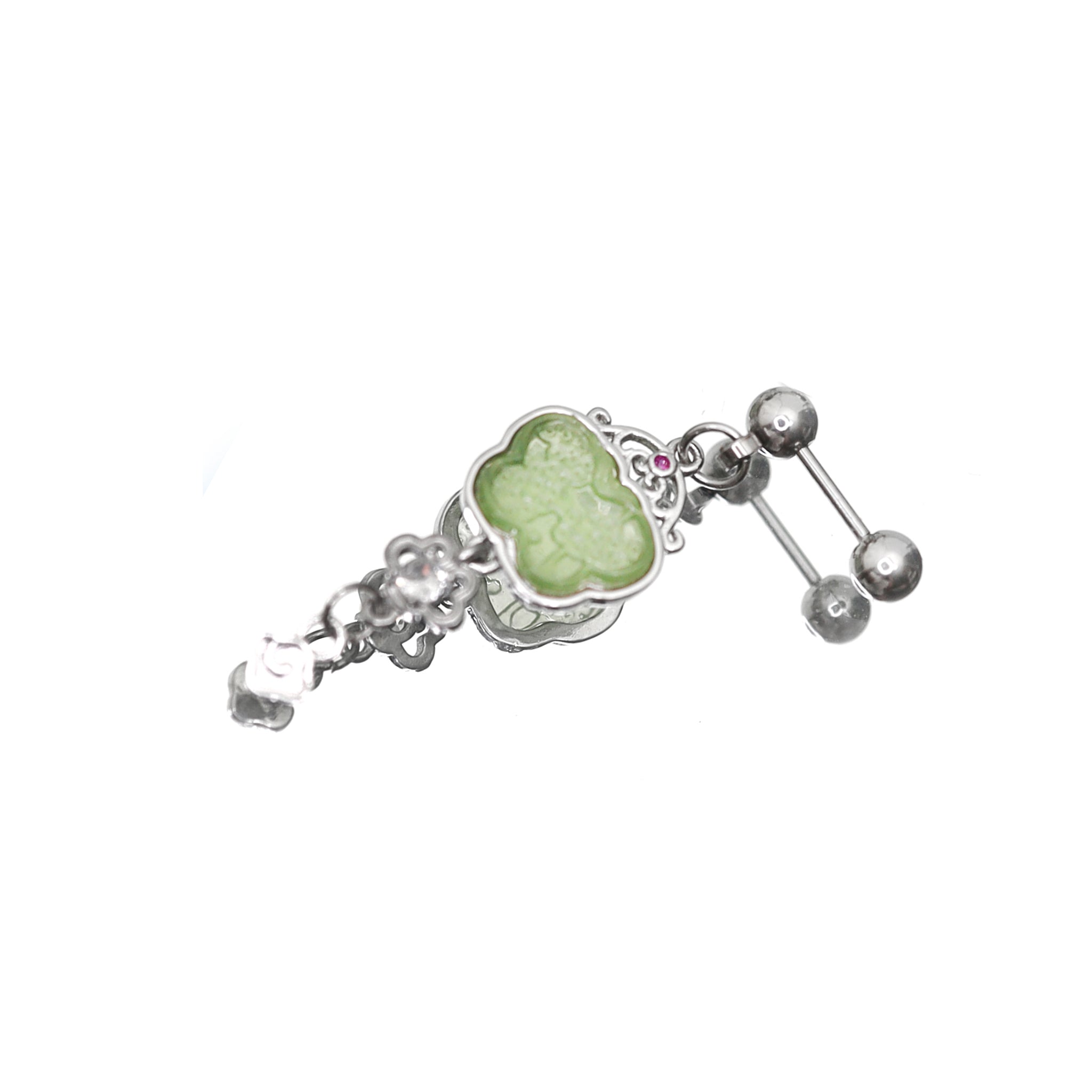 Jade-Inspired Blue Butterfly Externally Threaded stainless steel Studs