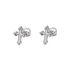 Cross with Ball Ends stainless steel Ear Stud