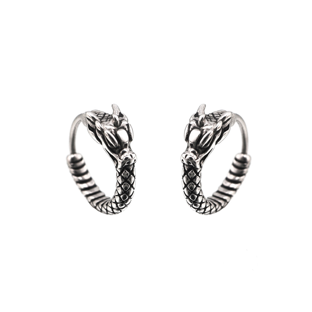 Vintage Engraved Dragon tainless steel Earrings