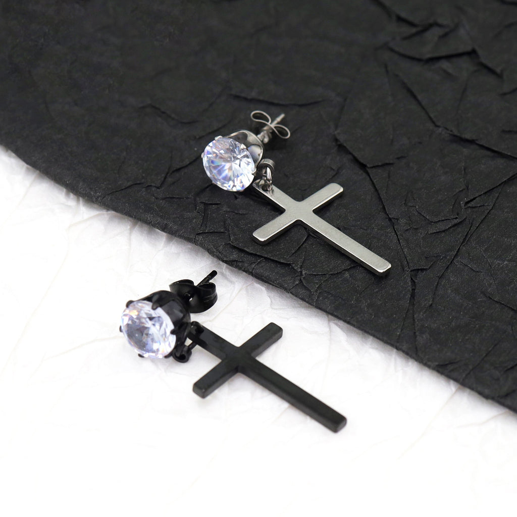 Cross CZ stainless steel Pendant Earring