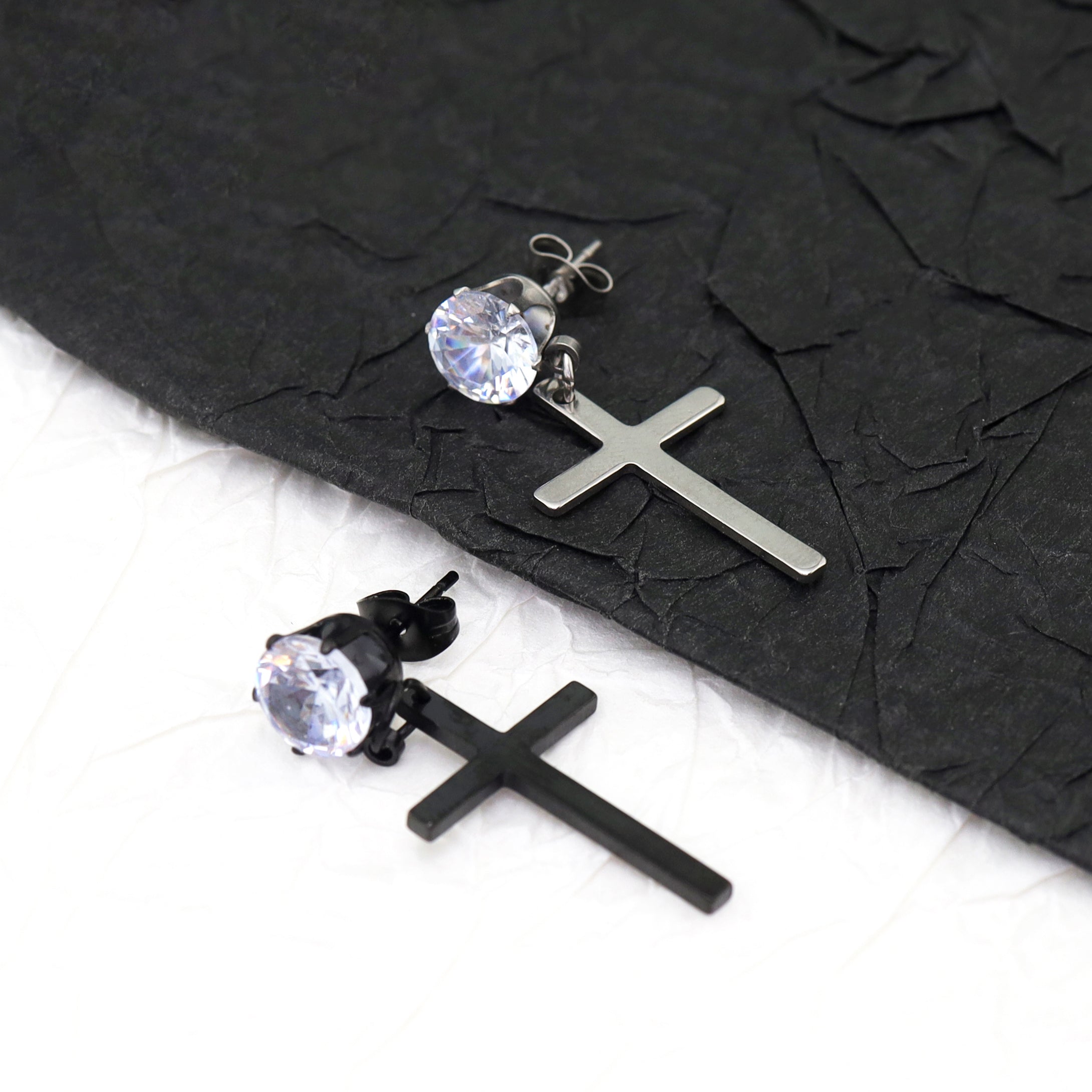 Cross CZ stainless steel Pendant Earring