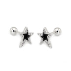Black & White CZ Pentagram Ear Studs