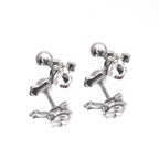PAIR OF Heart CZ Cross stainless steel Ear Studs