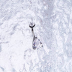 Teardrop CZ Internally Threaded Titanium Belly Ring