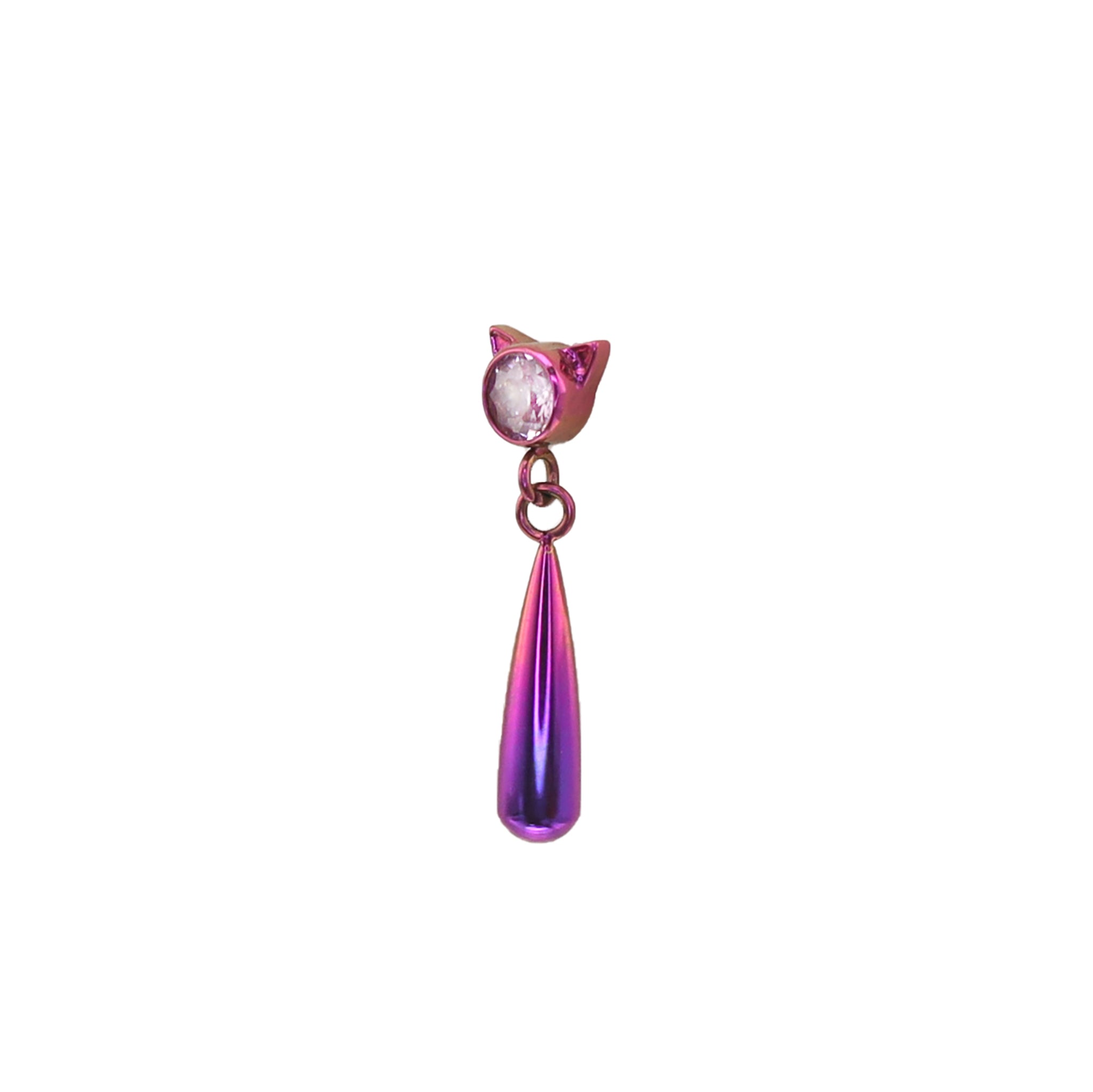Cat Pendant Teardrop Titanium Ear Studs