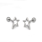 Black & White CZ Pentagram Ear Studs