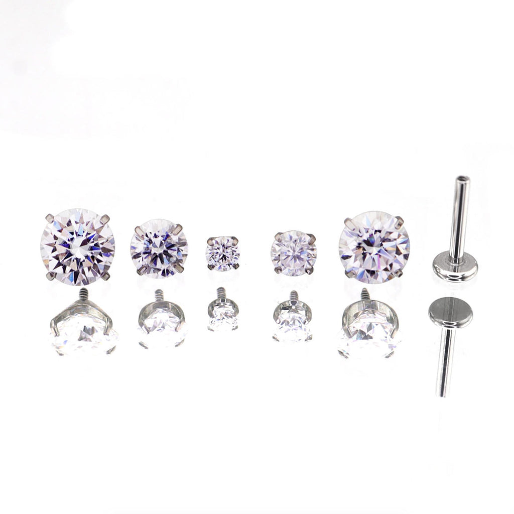 High-Shine Moissanite Internally Threaded Titanium Studs