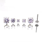 High-Shine Moissanite Internally Threaded Titanium Studs