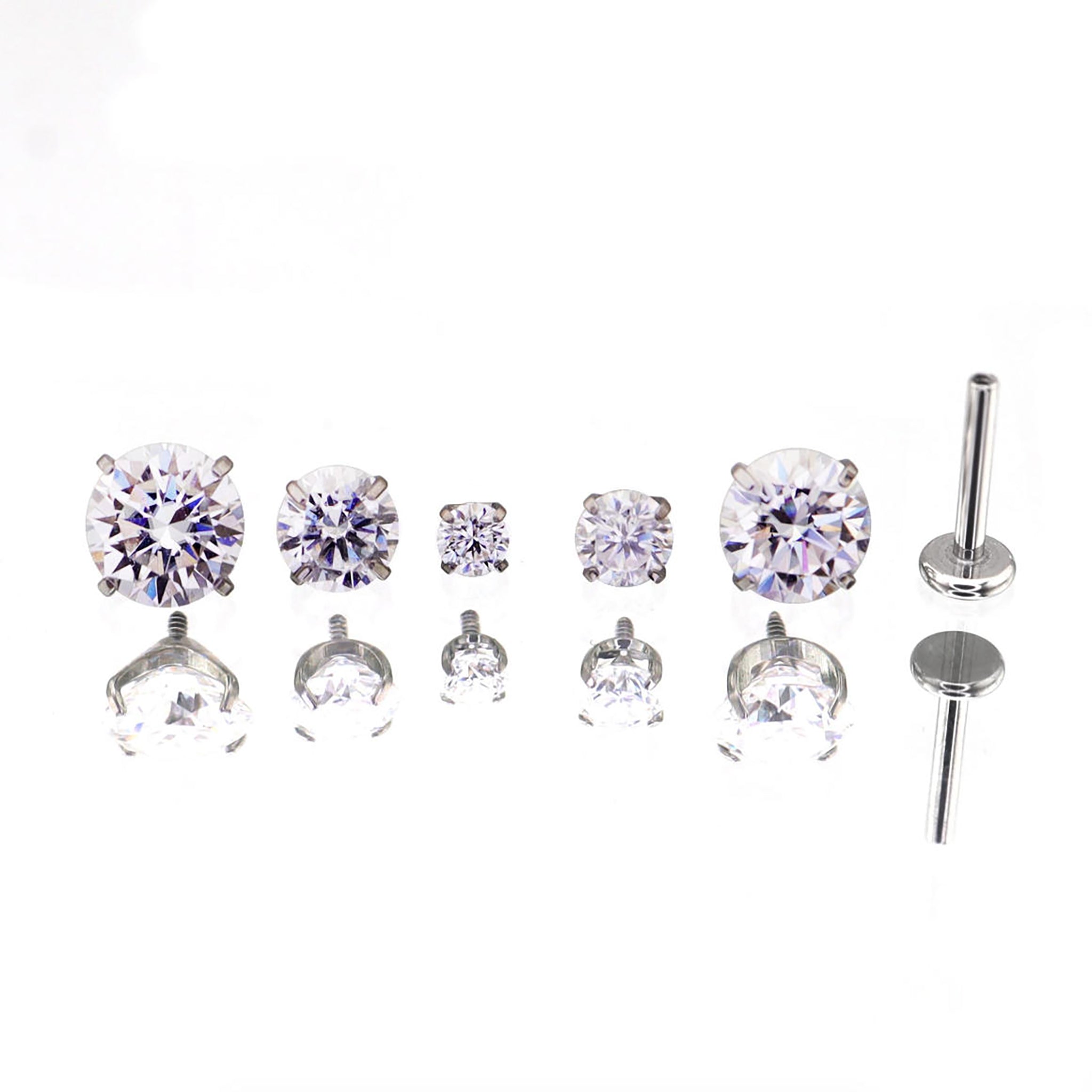 High-Shine Moissanite Internally Threaded Titanium Studs