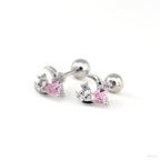 PAIR OF 20G Thin Star Moon Heart CZ Ear Studs